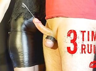 Three huge ruined cumshots, femdom edging and slapping balls for ob...