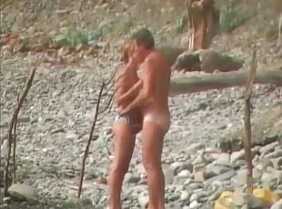 ragazze-giovani, pompini, videocamera, spiaggia, voyeur, bikini