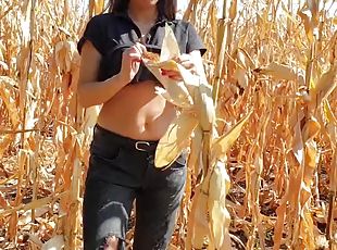 He cums in my panties in the cornfield