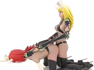 Stunning blonde devil babe Bowsette gets her pussy hammered and dri...