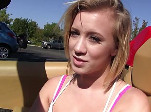 Teen blonde whore Bailey Brooke blows and rides dick outdoors