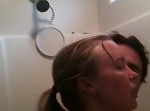 Wife and stranger filmed fucking in the shower by her husband while...