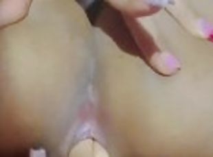 flexible petite teen masturbating from behind and almost get caught...