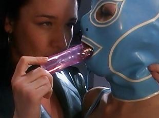 chatte-pussy, lesbienne, jouet, pornstar, canapé, latex, femme-dominatrice, fessée, masque, dure