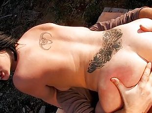 Beautiful Hot Brunette Goth Babe gets fucked in the Wild Outdoors b...