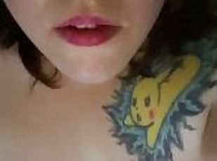 masturbation, fête, transsexuelle, amateur, jouet, belle-femme-ronde, mignonne, solo, brunette