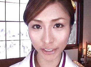 Erotic POV oral sex from a Japanese girl in a sexy kimono