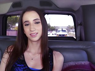 Skinny Brunette Swallows Cum After Being Pounded In The Car
