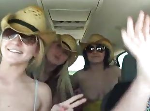 festa, amador, carro, cowgirl, provocando