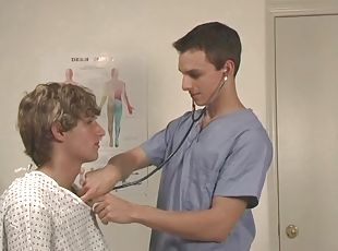 Cute doctor blows his patient passionately