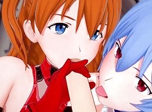 Asuka and Rei give a blojob in POV  Neon Genesis Evangelion 3D Hent...