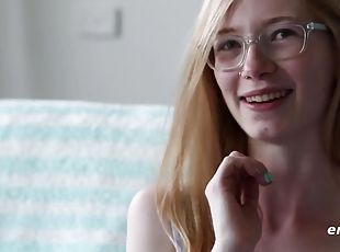 Shy Blonde Nerd Girl in Glasses Gives Us The Sexy Tour Of Her Body ...