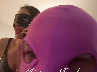 Sissy maid takes her cock insight all holes for being noisy during ...
