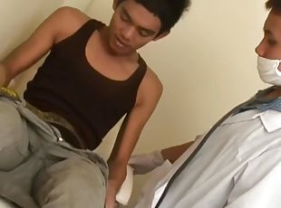 Pissing Asian twink fucked in the infirmary by his doctor