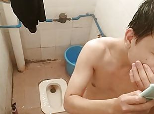 asiatisk, far, onani, anal, kæmpestor-pik, bøsse, sort, småfed, webcam, kinesisk