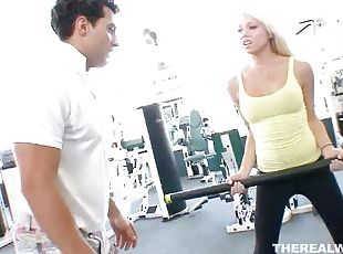Drilling in the gym for slutty blonde