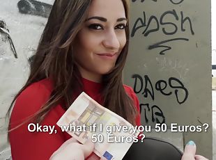 Euro babe accepts cash for a good public fuck on cam