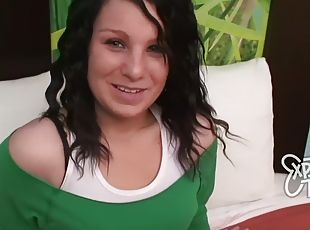 Black haired teen makes her amateur porn debut