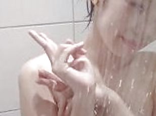 Asian girl with big natural boobs taking a shower with her perfect ...