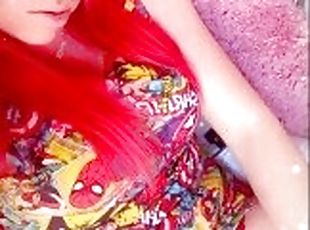 gros-nichons, masturbation, orgasme, giclée, amateur, jouet, compilation, rousse, britannique, solo