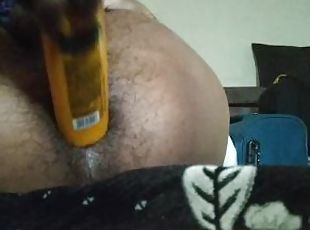 Inserting lotion bottle in my hairy ass  Alia Brown