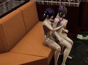 LadyBug penetrates Yuri Street fighter's muscular pussy