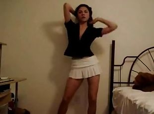Sexy Brunette Amateur Dancing and Taking Off Her Clothes for the Ca...