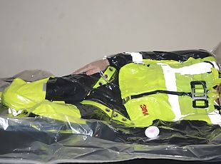 Jan 12 2023 - VacPacked in my hiviz coveralls Kevlar Vest and Hiviz Vest Harness