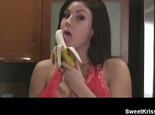 røv, store-patter, pikslikkeri, teenager, undertøj, sød, solo, banan, brunette