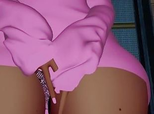 cul, gros-nichons, masturbation, culotte, ejaculation, anime, hentai, seins, jardin, géant