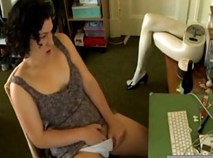 masturbação, meias-calças, natural, webcam, sozinho