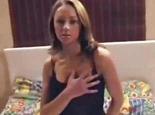 Busty brunette plays with sex toys