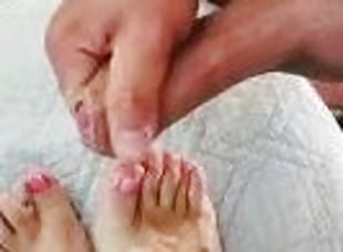 masturbation, amateur, ejaculation-sur-le-corps, énorme-bite, pieds, ejaculation, fétiche, solo, bite