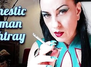 Domestic Human Ashtray - Lady Bellatrix smoking fetish Femdom pov (...