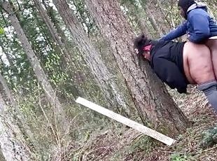 Pregnant BBW gets a huge creampie in a nature park
