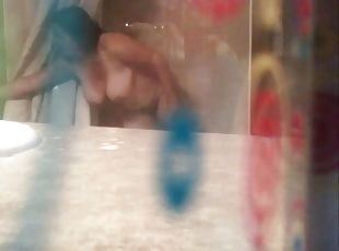 My wife takes a shower while she is totally unaware of the hidden c...