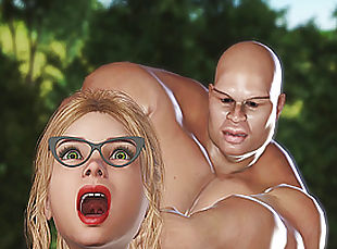 Young confused nerd student girl gets fucked hard by cruel big mons...