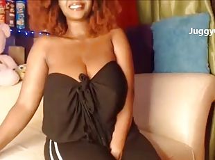 gros-nichons, énorme, ébène, black, belle-femme-ronde, webcam, seins