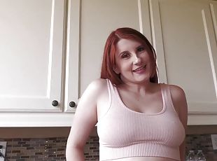 Redhead Bess Breast enjoys while sucking a big penis - POV