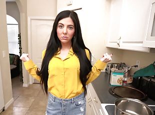 HD POV video of brunette Theodora Day sucking her man's dick