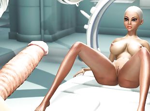 Space sex in the sci-fi lab. A hot young hottie has anal sex with a...