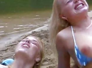 orgasm, utomhus, fitta-pussy, amatör, brudar, cumshot, strand, ansiktssprut, blond, fyrkant