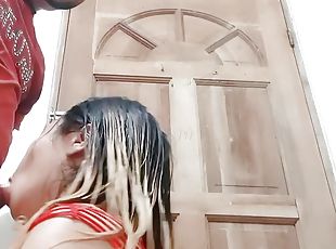Horny wife fucked by delivery rider anal fucked