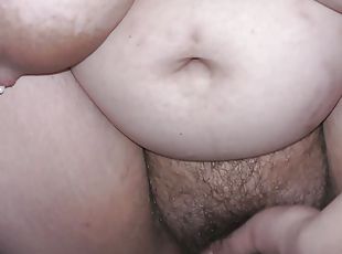BBW big boobed wife masturbate her hairy pussy while her boobs are ...