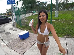 Aroused chick picked up and fucked for some extra cash