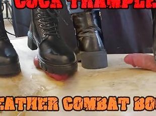 Crushing his Cock in Combat Boots Black Leather - CBT Bootjob with ...