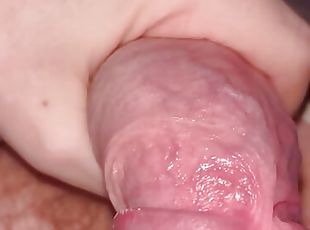 Jerking my thick cock slow and close up