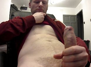 Kudoslong in just a top wanks his hard hairy cock till he cums over...