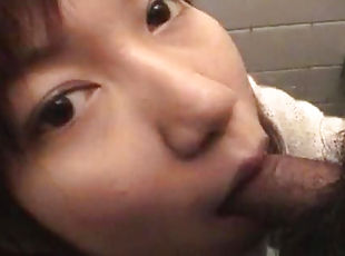Innocent Asian babe is sucking a tasty horny dick