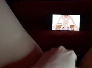 ASIAN SCHOOLGIRL WATCHES HENTAI AND MASTURBATES WHILE PARENTS ARE B...